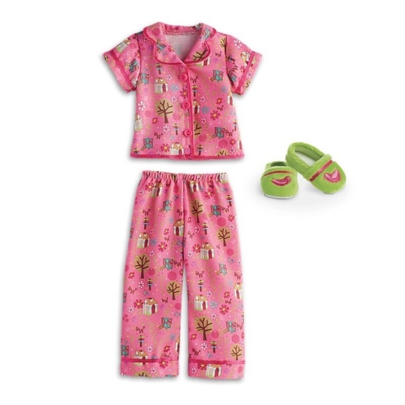 American Girl Wellie Wishers Enchanted Garden PJs Pajamas and Slippers - Picture 3 of 5